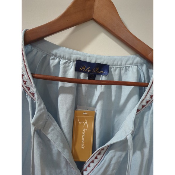 Blue Rain Francesca's Embroidered Tassel Top Blouse NWT - Picture 3 of 4